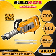 BUILDMATE Ingco 1700W Demolition Jack Hammer Chipping Gun Demolition Concrete Breaker Drill Jackhamm