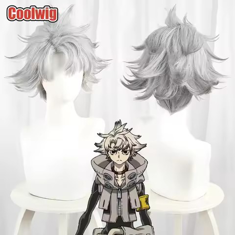 Coolwig Synthetic Hair Rudo Surebrec Cosplay Wigs Gachiakuta Rudo Surebrec 30cm Short Silver White M