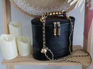 稀有LOEWE中古古董鍍金蛇骨化妝收納手提包 - 附贈非原裝揹鏈