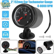 (Unique) 2" 52mm Car Meter Tachometer RPM Gauge 0-8000RPM Analog Black Case With White LED For 1-8 C