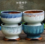 Ready stock ‼️ Ceramic Flower Pot Set 4pcs 法师特价多肉花盆素烧粗陶瓷组合套装简约创意绿萝室内大口径透气