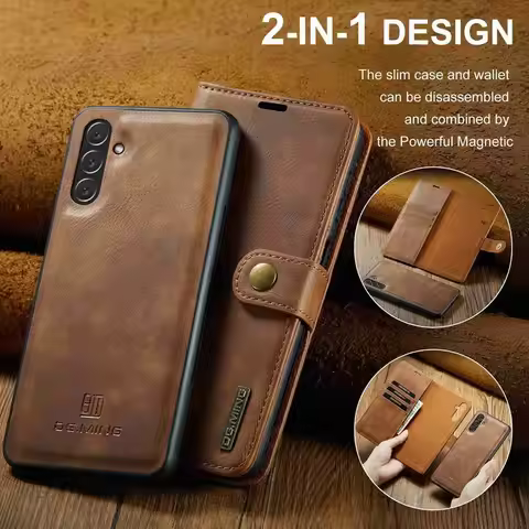Detachable Magnetic Leather Wallet Case for Samsung Galaxy S25 Ultra S25 S25 Plus A14 4G A24 A34 A54
