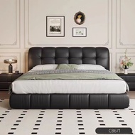 Tanggo Solid Wooden Bed Frame Bed Frame With Mattress Leather And Solid Wood Bed Frame Queen/King Be