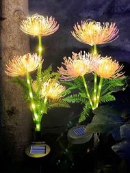 1個太陽能驅動的孤挺花人造花戶外裝飾支架燈,銅絲燈,適用於院子和節日