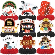 Casino Theme Party Decorations,9 PCS KSKSPE Casino Centerpieces for Tables Honeycomb Centerpieces 3D