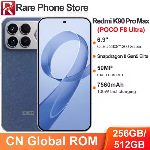 CN Global ROM Redmi K90 Pro Max 256GB/512GB Snapdragon 8 Gen 5 Elite 6.9” OLED Scree 50MP+32MP Camer