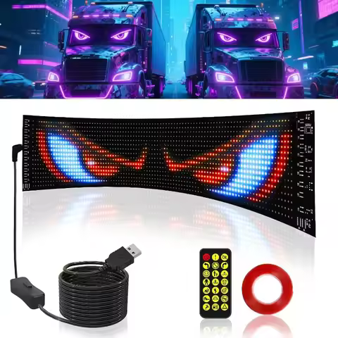 Bluetooth LED Matrix Pixel Panel Truck Eye Night Light APP Controlled DIY Programmable Flexible for 