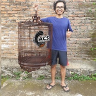 Sangkar Burung Murai Ukir Kaki Krawangan Kayu Jati No 2 55cm - no 1 / 60 cm