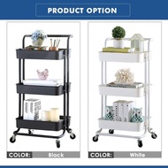 3 Tier Multifunction Storage Black White Green Pink Trolley Rack Office Shelves Home Kitchen Rack With Wheel