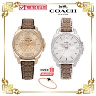 ☝Original  Free Bracelet Coach Boyfriend Signature Strap Khaki Brown Watch Jam Tangan Wanita 1450315