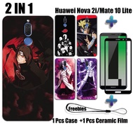 2 IN 1 Naruto Case with Tempered Glass For Huawei Nova 2i Mate 10 Lite Phone Case and Curved Ceramic Screen Protector