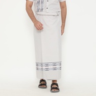 Dancus Men's Sarong with Embroidered Motif, Cream Color SRG347