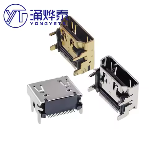 YYT 5PCS Gold/Nickel Plated HDMI SMD Socket A-Type Female Socket HD Socket