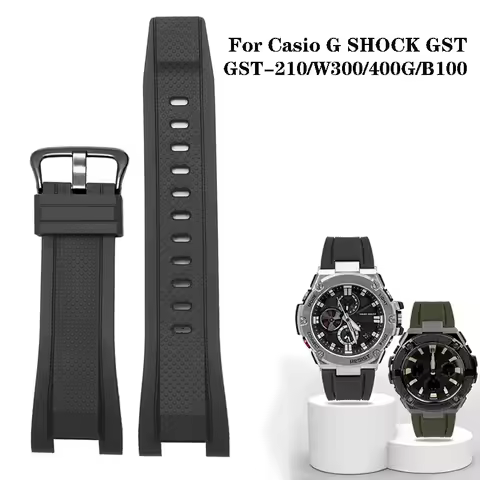 Silicone Watch Accessories Band for Casio G SHOCK GST Series GST-210/W300/400G/B100 Waterproof Rubbe
