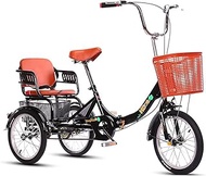 Bike 3 Wheels Mini Foldable Adult Tricycle Trike 16inch 3 Wheeled Bicycle Cruise Bike with Basket Back Seat for Men Women Recreation Shopping Exercise Cycling Pedalling