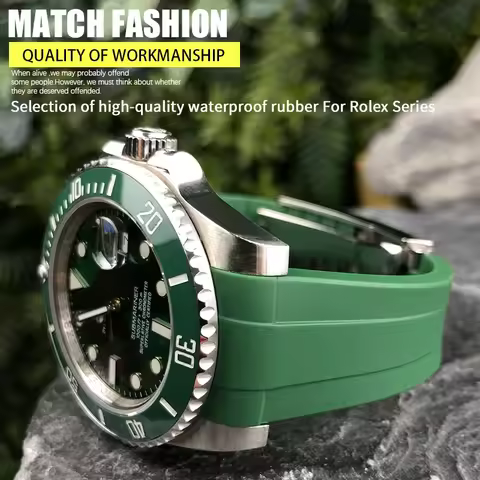 20mm 21mm 22mm Curved End Rubber Watchband Suitable for Rolex Submariner GMT Daytona Explorer 2 Sili