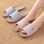 Four Seasons Linen Slippers Men Summer Office Indoor Home Cotton Linen Slippers Women Open Slippers