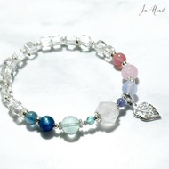 彩繪玻璃光影-白水晶.月光石-純銀設計款手鍊
