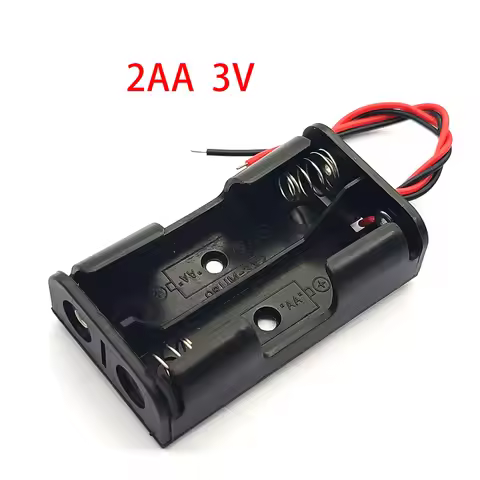 2 x 1.5V AA Battery Holder AA Battery Case 2AA Battery Box Black Wire Leads Case For 2 aa batteries 