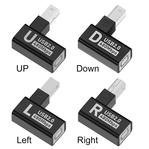 USB 2.0 Type B Print Adapter 90 Degree USB B Printer Adapter 480Mbps Extension Connector Male To Fem