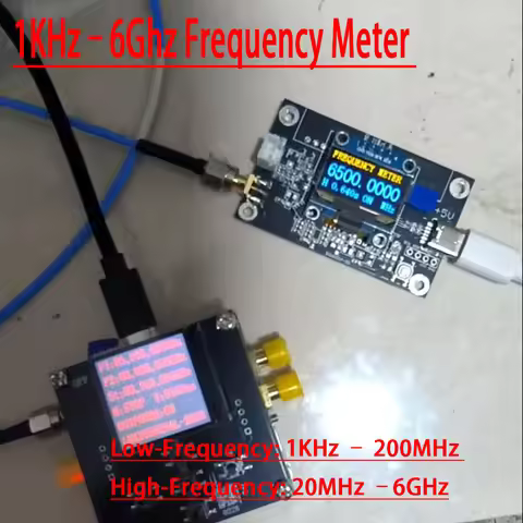 2CH 6G Digital Frequency Meter 1Khz-200Mhz/20Mhz-6Ghz Low/High Frequency Measurement 5.8Ghz RF Signa