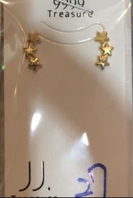 黃金純金9999獨特三星星耳環 時尚好看 pure gold earrings star 24k