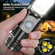 1PC Ultra Powerful 3 LED Mini Flashlight Type-C Rechargeable Tactical Torch With Magnetic Base & Cli