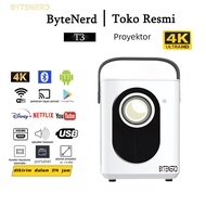 Bytenerd T3 Smart Projector 6000 Lumen 4K HD Mirror Android Projector Android 9 Portable Smart Proje