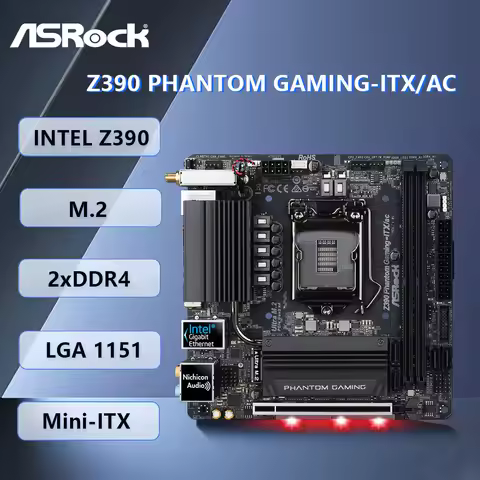 ASRock Z390 Phantom Gaming-ITX/ac Mini-ITX Motherboard intel Z390 LGA 1151 2×DDR4 32GB PCI-E 3.0 USB