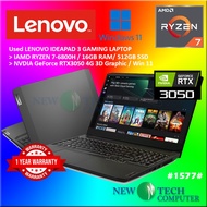 #1577 USED LENOVO IDEAPAD GAMINIG LAPTOP AMD RYZEN 7-6800H 16G 512SSD RTX3050 RTX 3050 4G WIN11 1YEA