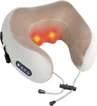 鬼佬倉 - 棕色輕便充電式U型頸枕按摩器，居家旅遊辦公皆宜！貼合頸部曲線，舒緩頸椎疲勞，車載使用也超方便，隨時隨地享受專業級按摩，給頸椎貼心呵護！