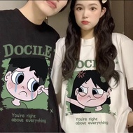 Basi oversize unisex T-Shirt For Men And Women Couple Shirt "DOCILE BOY&DOCILE GIRL" Pattern 1 Cotto