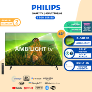 (Delivery within Klang Valley Area) Philips 43" 7900 Series Smart TV 4K Ambilight Ultra HD LED TV 43