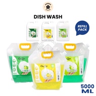 Cleanse360 Biodegradable Dishwashing Liquid [Lemon/ Lime/ Green Apple Scent - 5000ml] Refill Pack