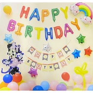 Set Banner Bunting Balon Foil HAPPY BIRTHDAY Karakter Pig Mouse Backdrop Paket Ulang Tahun Dekorasi 