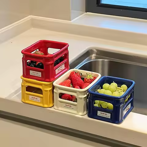 Mini Ceramic 12x9.5x7.1cm Fruit Basket Tea Bag Coffee Desktop Storage Box Finishing Box Exquisite St