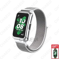 สร้อยข้อมือสายไนลอนพร้อมเคส (ฟรีฟิล์มกันรอย) สำหรับ Huawei Band 9 8 7 6 สาย/Honor Band 6 สายนาฬิกา