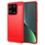 全城熱賣 - 適用於小米13 Pro 拉絲紋碳纖維TPU手機殼（紅色）