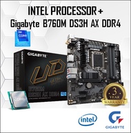 Gigabyte B760M DS3H AX DDR4 B760 LGA1700 Motherboard + Intel 12TH GEN / 13TH GEN CORE I3 / I5 / I7 /