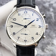 IWC IWC Portuguese men's watch 371605 Chronograph Automatic watch white dial Blue