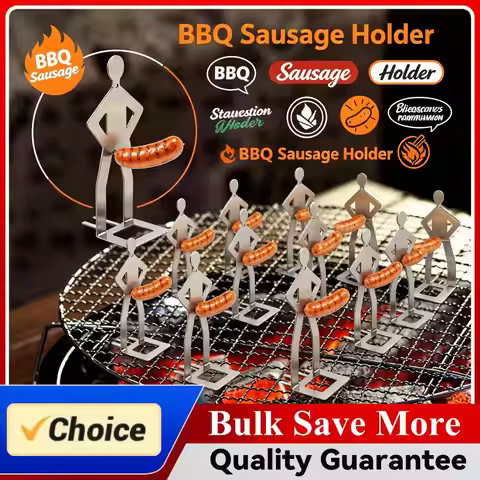 Stainless Steel BBQ Sausage Holder Novelty Party Camping Gifts Funny Sausage Roaster Reusable Hot Do