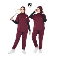 Nano || Baju Senam Muslim Wanita Jogger / Setelan Baju Senam Jogger / One Set Wanita Jogger