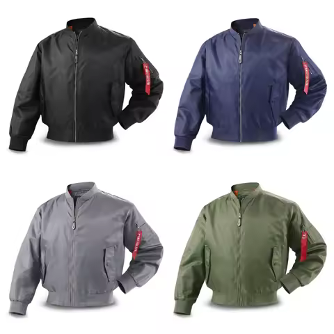 Men MA1 Bomber Jacket Classic Flight Pilot Jacket Zip Up Military Windbreaker Casual Outerwear