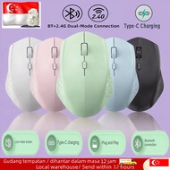 (🚚SG Stock🚚) Dual Mode Bluetooth 5.2 & 2.4G Wireless Mouse 1600 DPI Ergonomics Type-C Rechargeable S