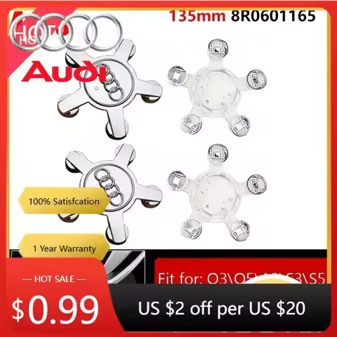 Hub Caps Hot For Audi 4PCS 135mm Wheel Center Hub Caps Silver For Audi 8R0601165 For Audi Q5 Q3 A3 S