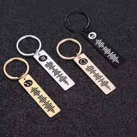 New Creative Personalzied Couple Music Gift Keychain Personalized Spotify Code Keychains Stainless S
