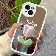 For Iphone ins flowers Makeup mirror case tulip  iphone 12 PRO MAX/11/11 PRO/12/12 PRO/11 PRO MAX/12 MINI cover