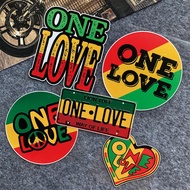 JDM Rasta Retro ONE LOVE Electric Vehicle Body Windshield Reflective Sticker Motorcycle Reflective Sticker Suitable for Honda Click 125i V2 V3 125 Beat Vario Decorative Accessories