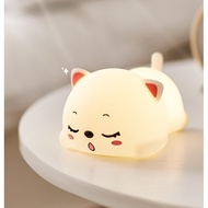 Đèn ngủ silicon hình mèo con dễ thương có điều khiển từ xa Đèn LED RGB 7 màu cảm ứng nhạy cảm