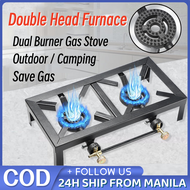 Dual Burner Gas Stove Double Furnace Camping Stove with Angle Steel Outdoor Home Bracket Stove Singl